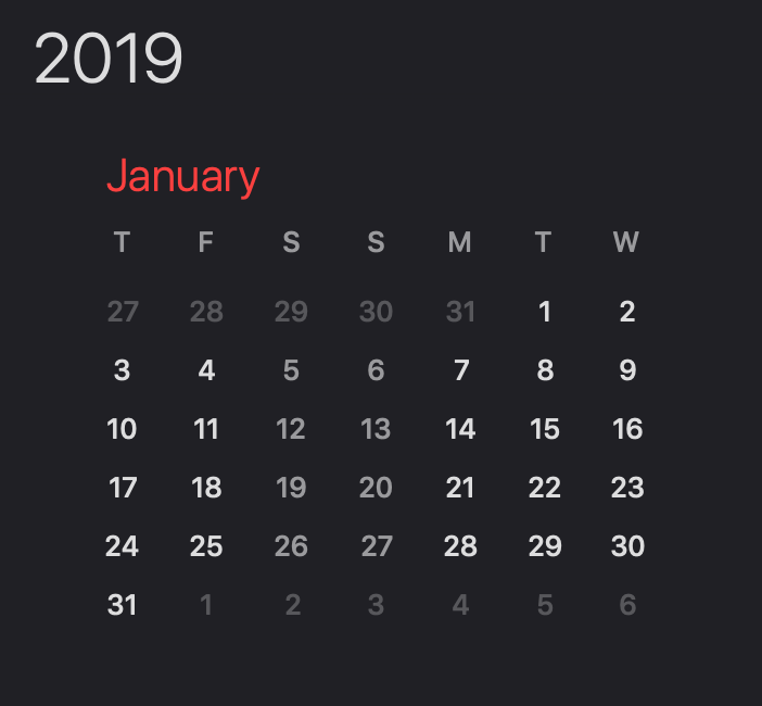 January 2019 starts on Thursday